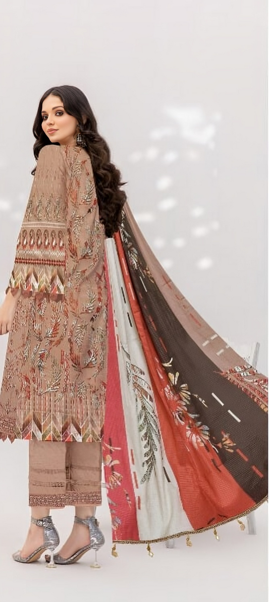 3 Piece - Embroidered & Printed Lawn Suit