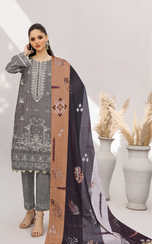 3 Piece - Embroidered & Printed Lawn Suit