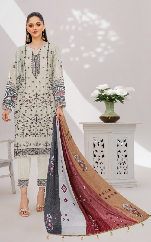 3 Piece - Embroidered & Printed Lawn Suit