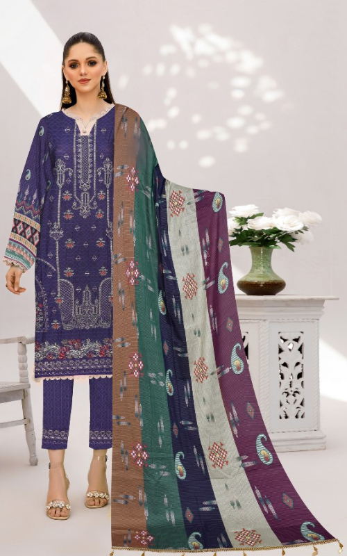 3 Piece - Embroidered & Printed Lawn Suit