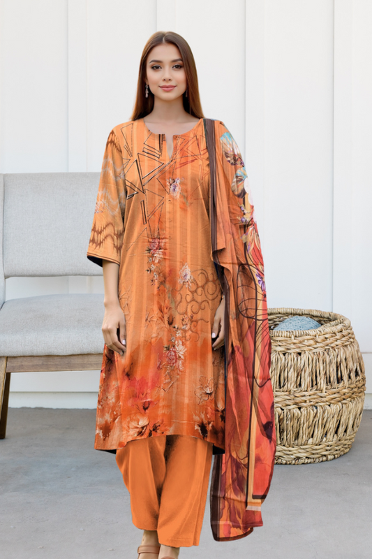 3 Piece - Printed Lawn