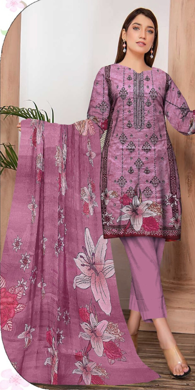 3 Piece - Fancy Embroidered Lawn