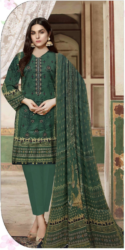 3 Piece - Fancy Embroidered Lawn
