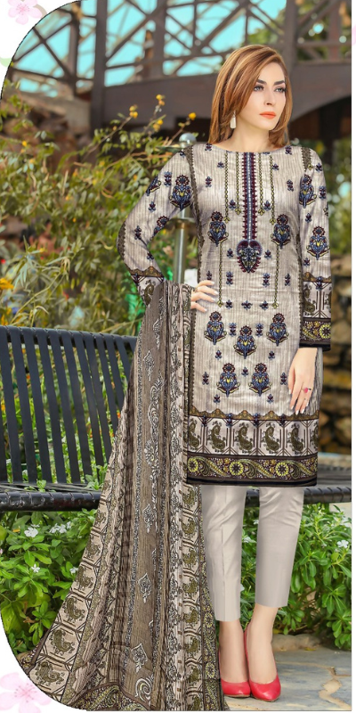 3 Piece - Fancy Embroidered Lawn