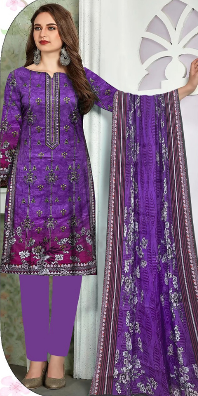 3 Piece - Fancy Embroidered Lawn