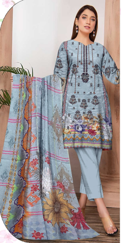3 Piece - Fancy Embroidered Lawn