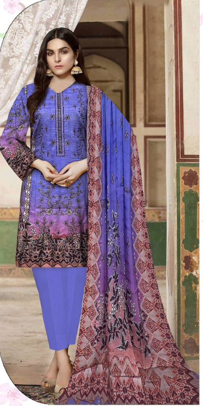 3 Piece - Fancy Embroidered Lawn