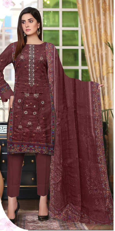 3 Piece - Fancy Embroidered Lawn