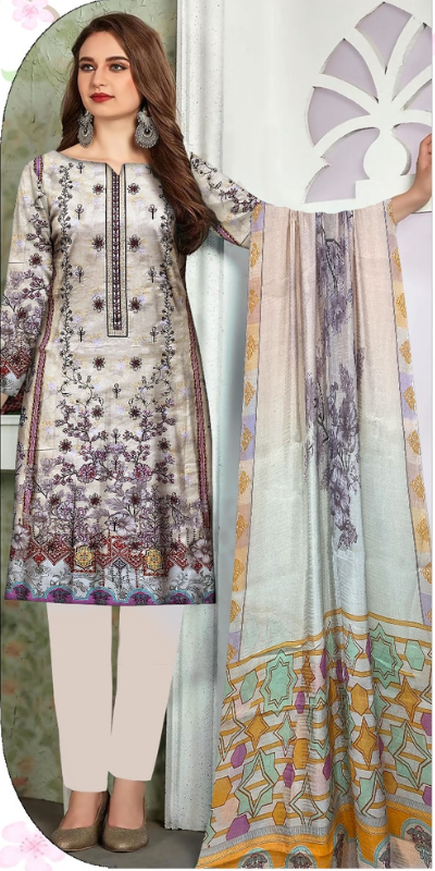 3 Piece - Fancy Embroidered Lawn